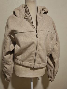 VILA Cream Hooded Zip Bomber Jacket NWOT